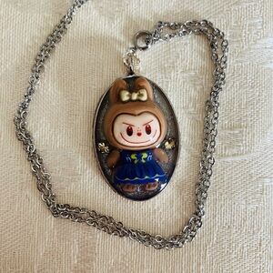 Handmade Kawaii “Labubu” Bunny Pendant Necklace with Rhinestones